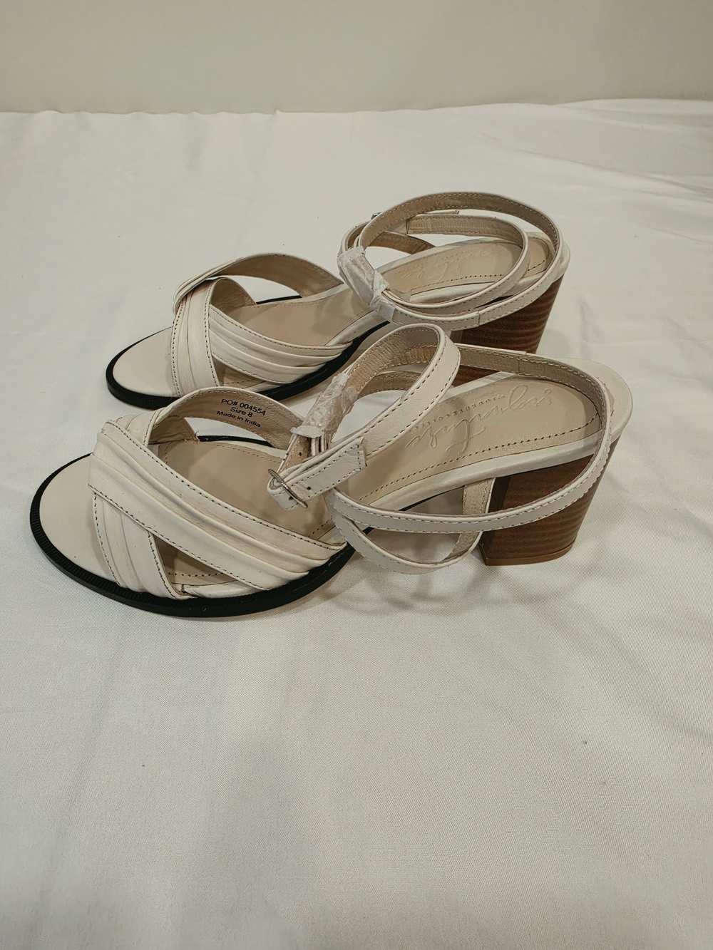 Journee Collection Cream Strappy Block Heel Sandals - Picture 3 of 8